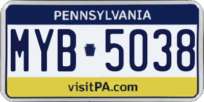 PA license plate MYB5038