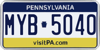 PA license plate MYB5040
