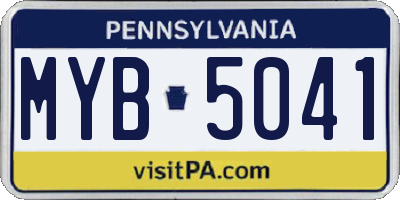 PA license plate MYB5041