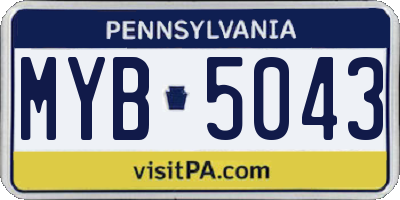 PA license plate MYB5043