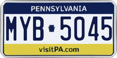 PA license plate MYB5045