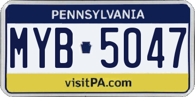 PA license plate MYB5047