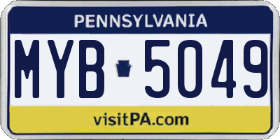 PA license plate MYB5049