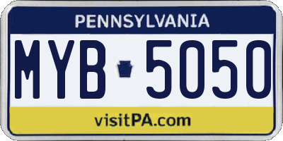 PA license plate MYB5050