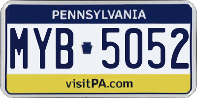 PA license plate MYB5052