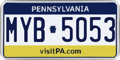PA license plate MYB5053
