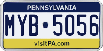 PA license plate MYB5056
