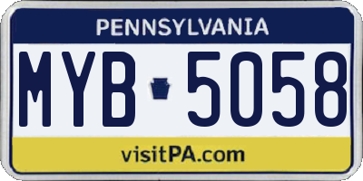 PA license plate MYB5058