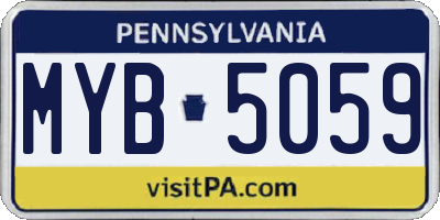 PA license plate MYB5059