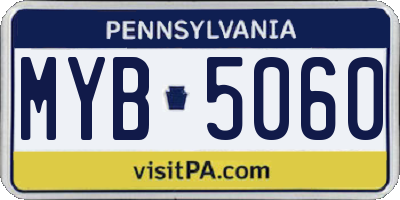 PA license plate MYB5060