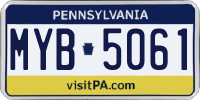 PA license plate MYB5061