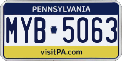 PA license plate MYB5063
