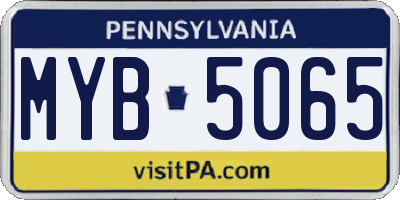 PA license plate MYB5065