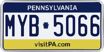 PA license plate MYB5066