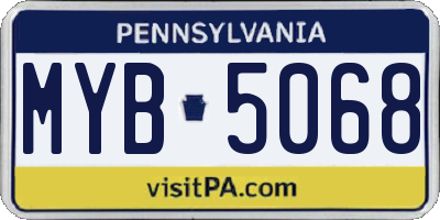 PA license plate MYB5068