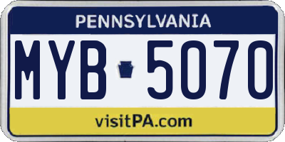 PA license plate MYB5070