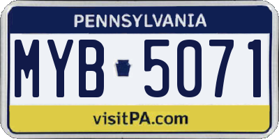 PA license plate MYB5071