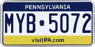 PA license plate MYB5072