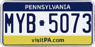PA license plate MYB5073