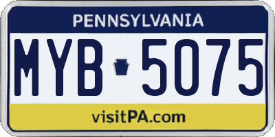 PA license plate MYB5075