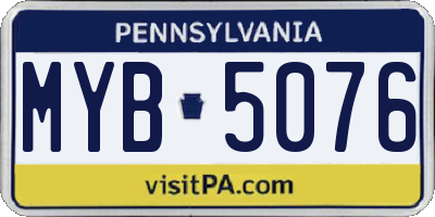 PA license plate MYB5076