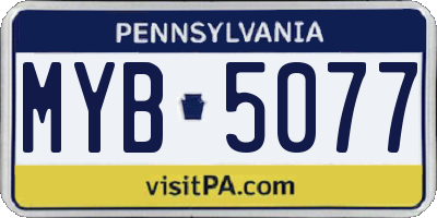 PA license plate MYB5077