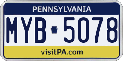 PA license plate MYB5078