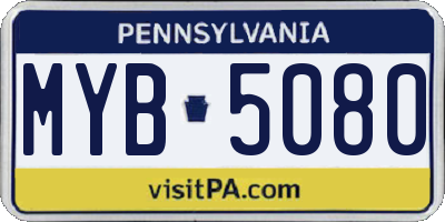 PA license plate MYB5080