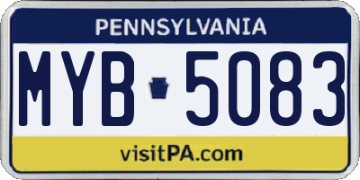 PA license plate MYB5083