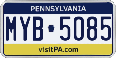 PA license plate MYB5085