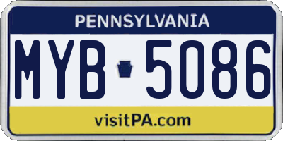 PA license plate MYB5086