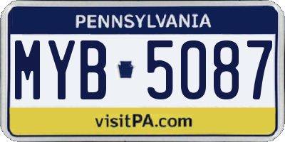 PA license plate MYB5087
