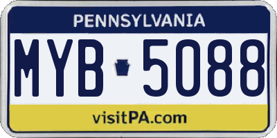 PA license plate MYB5088