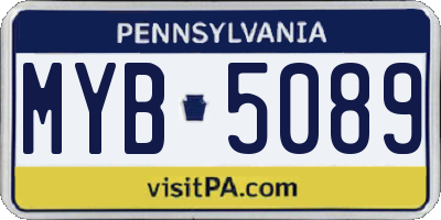 PA license plate MYB5089