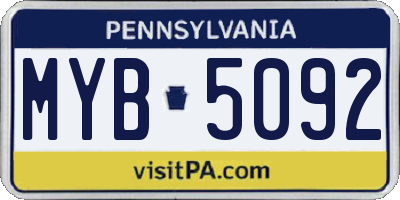 PA license plate MYB5092