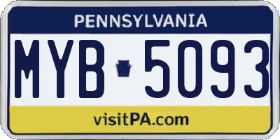 PA license plate MYB5093