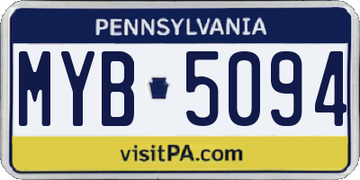 PA license plate MYB5094