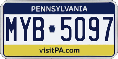 PA license plate MYB5097