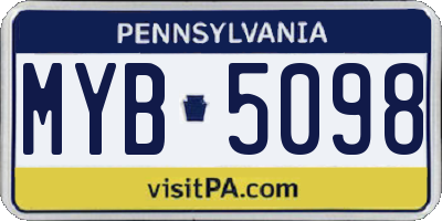 PA license plate MYB5098