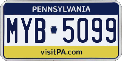 PA license plate MYB5099