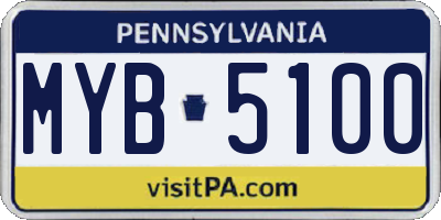PA license plate MYB5100