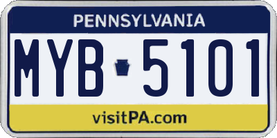 PA license plate MYB5101