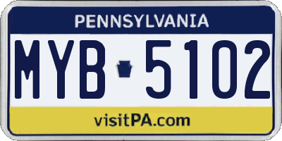PA license plate MYB5102