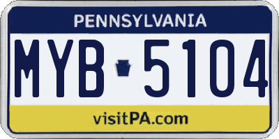PA license plate MYB5104