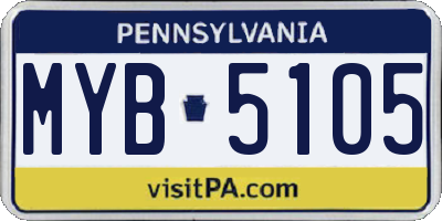 PA license plate MYB5105