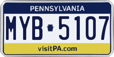 PA license plate MYB5107