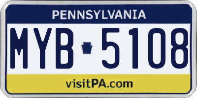 PA license plate MYB5108