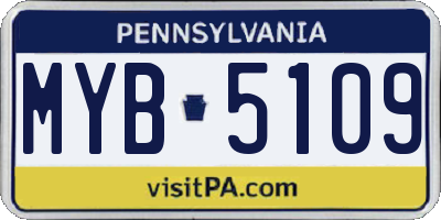 PA license plate MYB5109