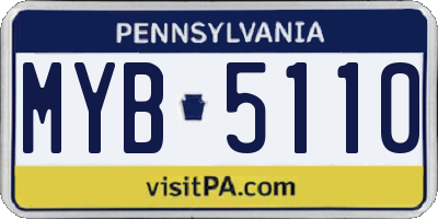 PA license plate MYB5110