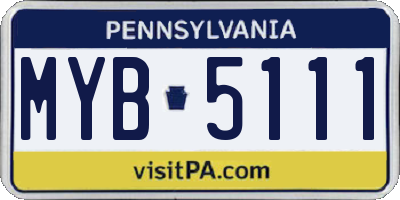 PA license plate MYB5111